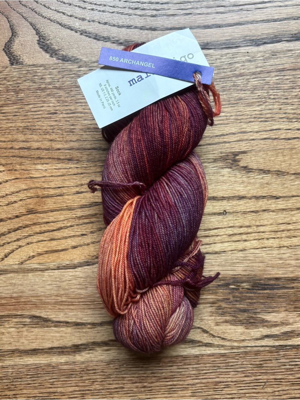 Malabrigo Sock Yarn Fingering Archangel 100% SW Merino Wool Red Orange Knitting